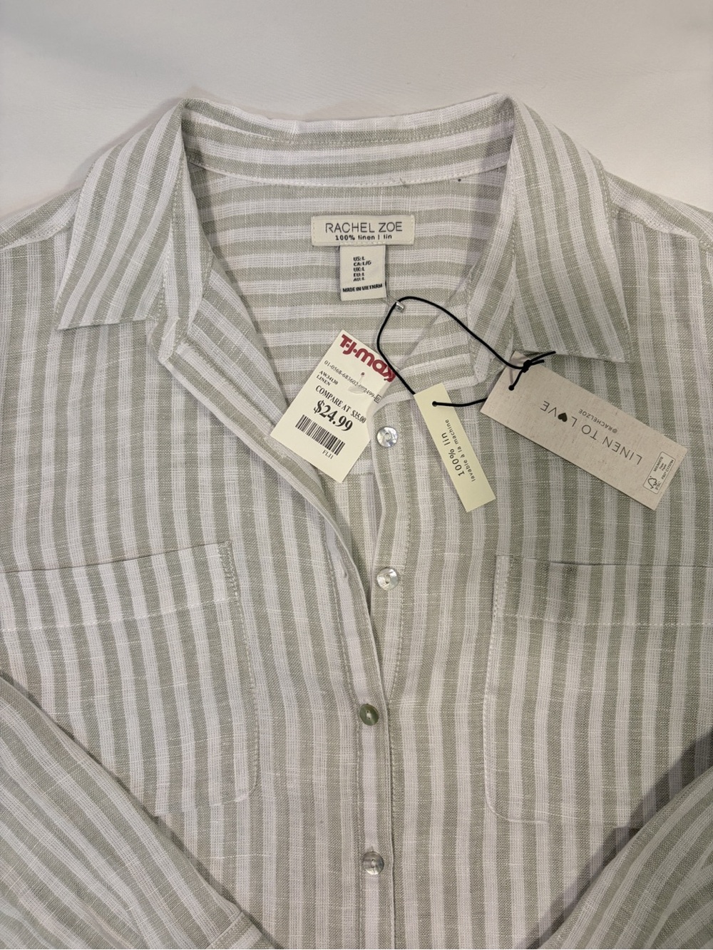 NWT Rachel Zoe 100% Linen Striped Shirt—Size L - Picture 4 of 7